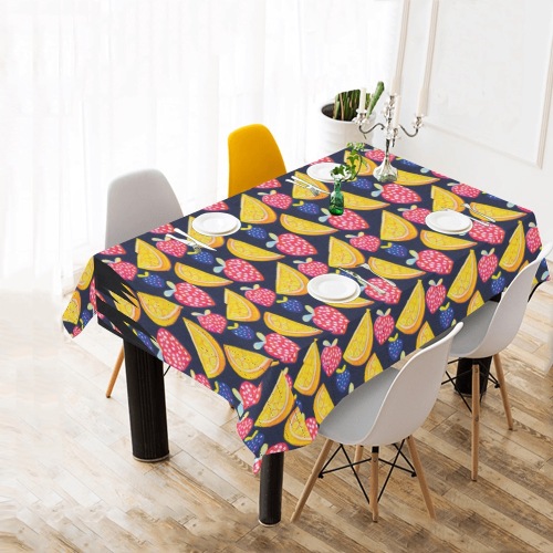 Fruit mix pattern Cotton Linen Tablecloth 60" x 90"