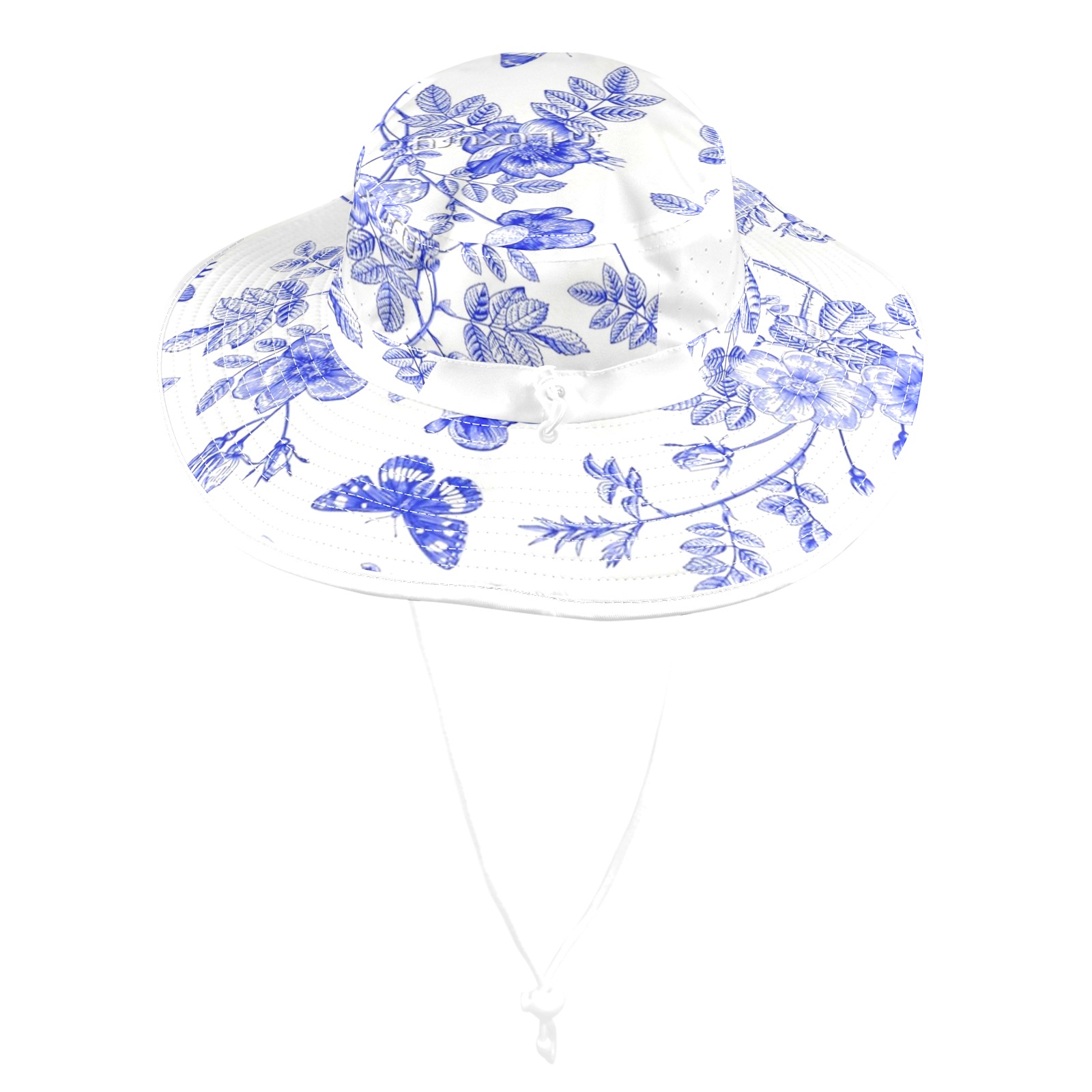 TOILE DE JOUY BLUE 6 Wide Brim Bucket Hat