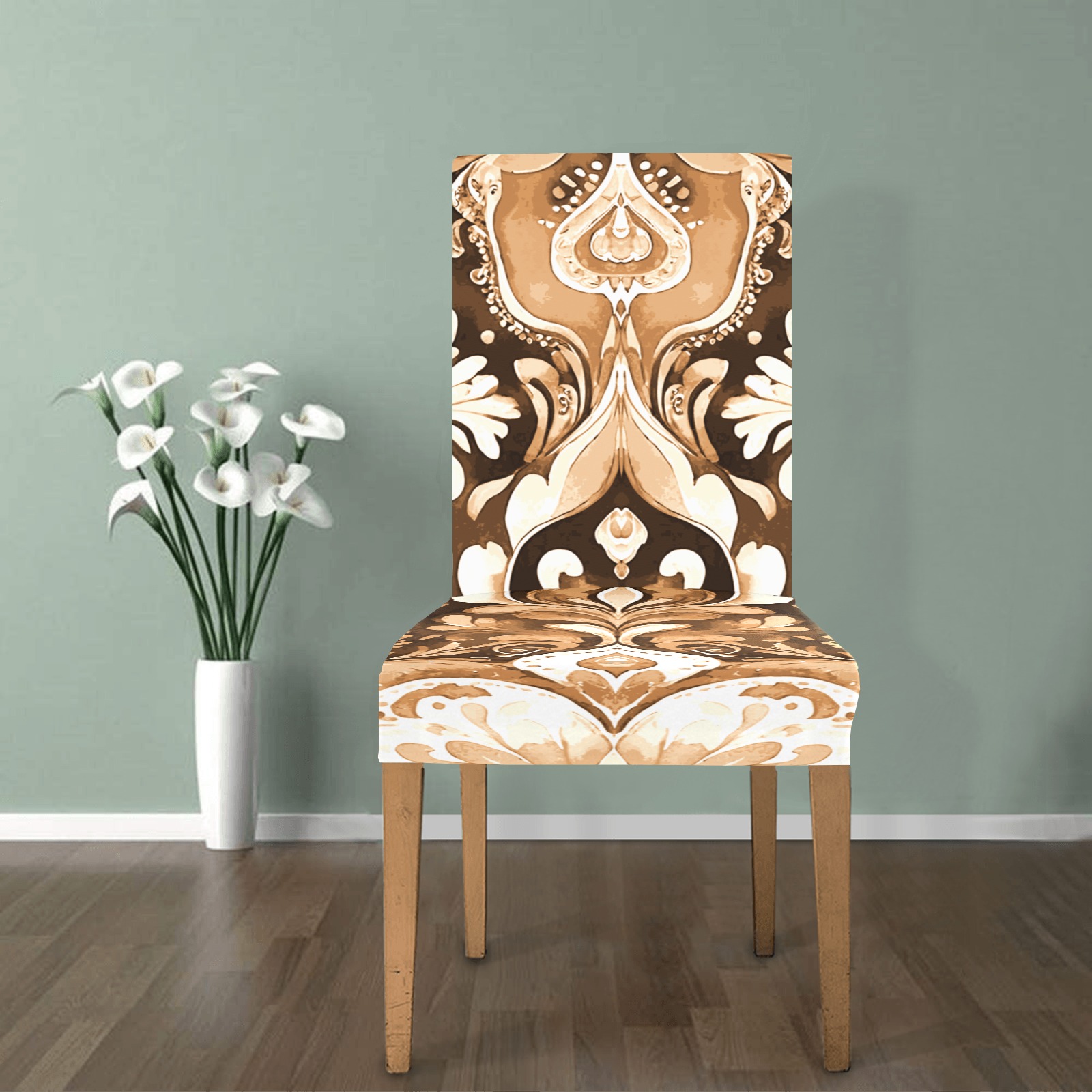 Western Embossed Leather Look Removable Dining Chair Cover