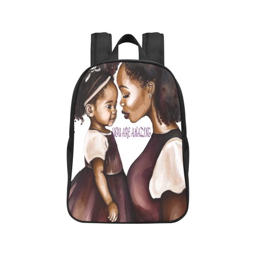 Black Mom /DAUGHTER Fabric School Backpack (Model 1682) (Medium)