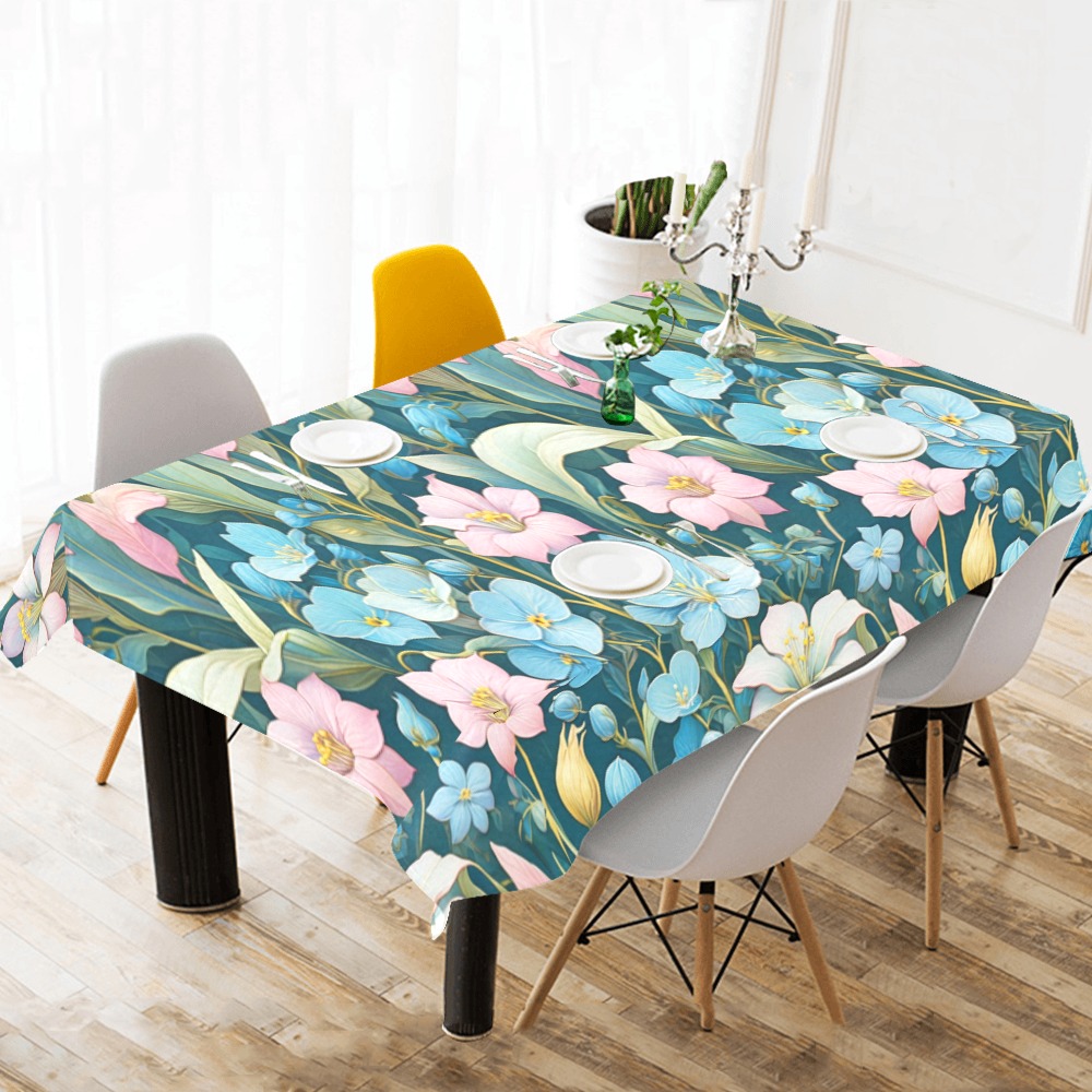 Fabulous Florals 5 Cotton Linen Tablecloth 60"x120"