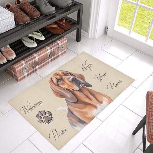 Bloodhound Please Wipe Your Paws Azalea Doormat 30" x 18" (Sponge Material)