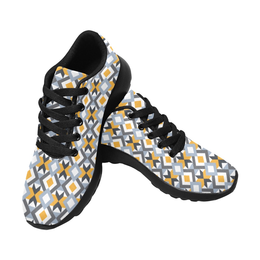 Retro Angles Abstract Geometric Pattern Women’s Running Shoes (Model 020)