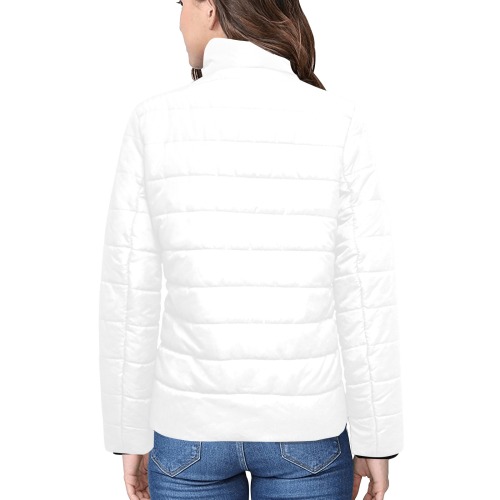lettuceplay-coat white Women's Stand Collar Padded Jacket (Model H41)