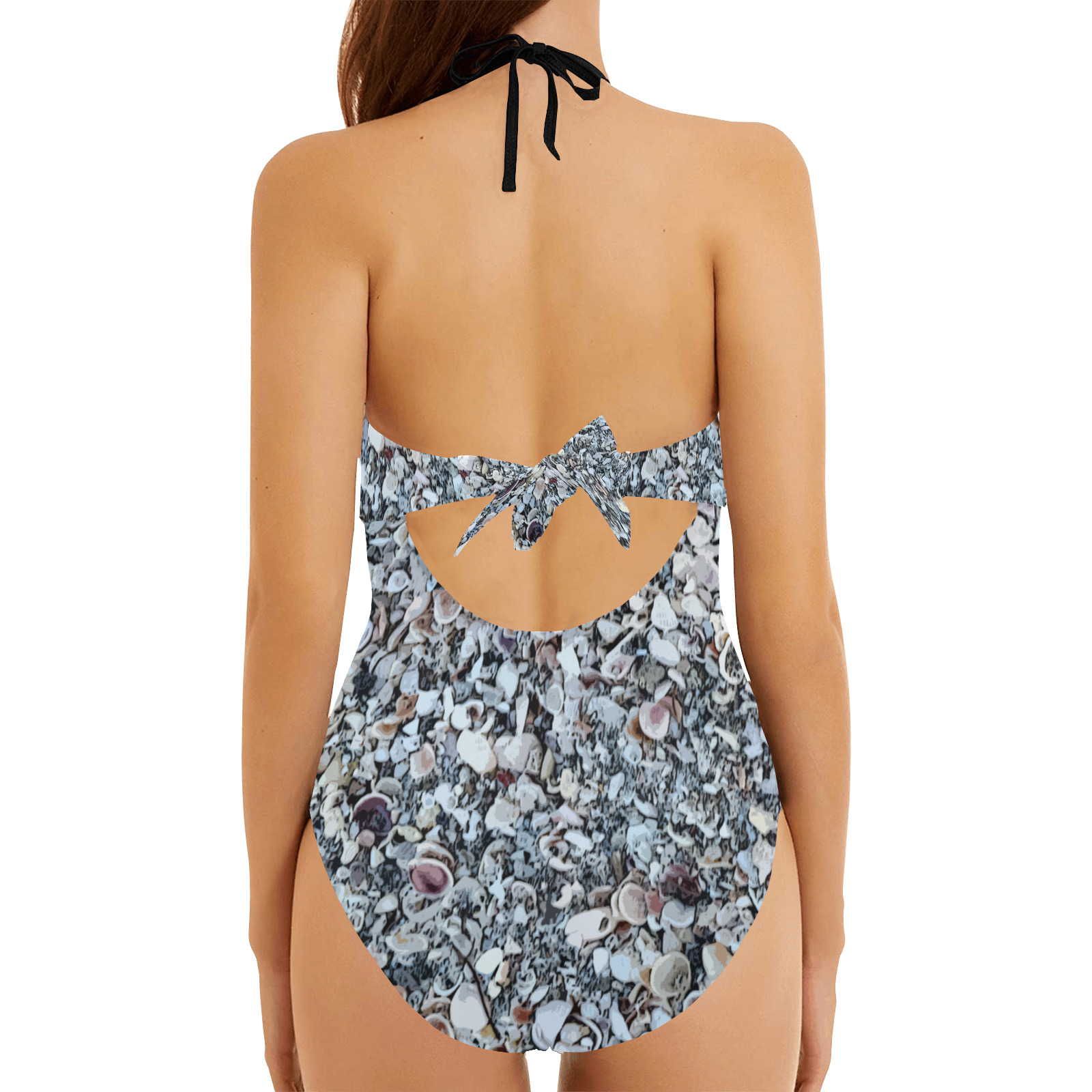 Shells On The Beach 7294 Backless Hollow Out Bow Tie Swimsuit (Model S17)