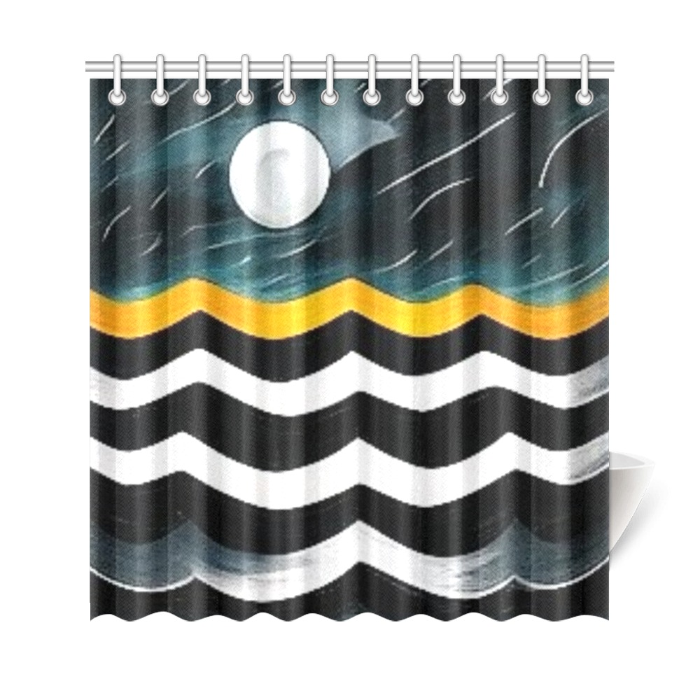 abstract ocean wave's on a full moon Shower Curtain 69"x72"