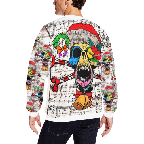 Christmas Skull by Nico Bielow All Over Print Crewneck Sweatshirt for Men (Model H18)