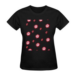 red flowers Women's T-Shirt in USA Size (Two Sides Printing)