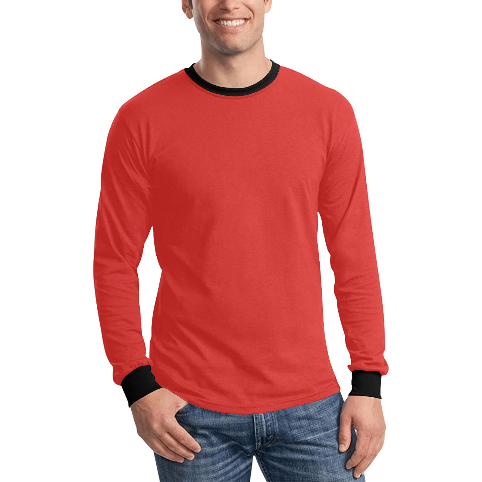 red Men's All Over Print Long Sleeve T-shirt (Model T51)