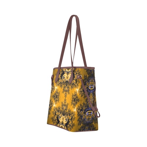 Golden Sun through the Trees Frost Fractal Clover Canvas Tote Bag (Model 1661)