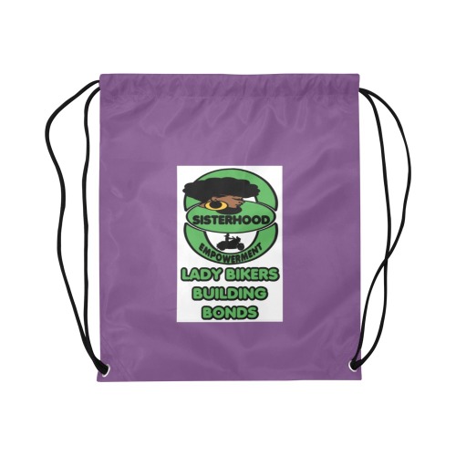 Lady Bikers Drawstring Bag Purple Large Drawstring Bag Model 1604 (Twin Sides)  16.5"(W) * 19.3"(H)