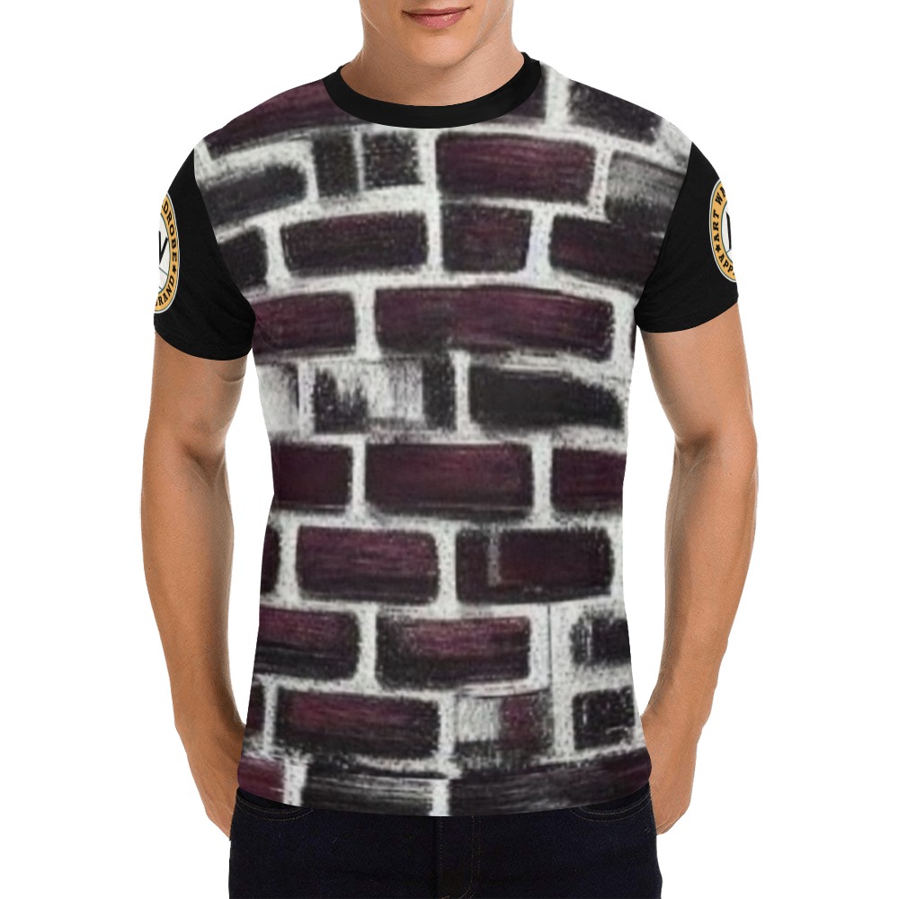 burgundy bricks All Over Print T-Shirt for Men (USA Size) (Model T40)