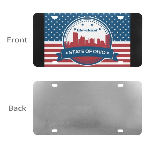 Cleveland Ohio Retro American Flag Custom License Plate