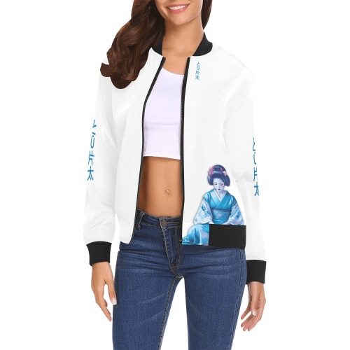 Yuka All Over Print Bomber Jacket for Women (Model H19)