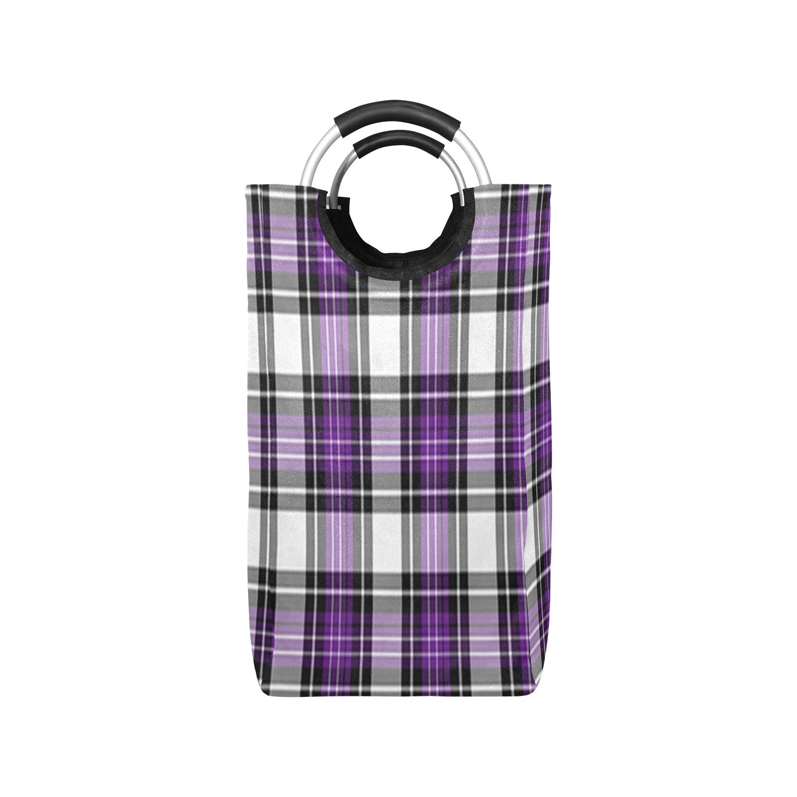 Purple Black Plaid Square Laundry Bag