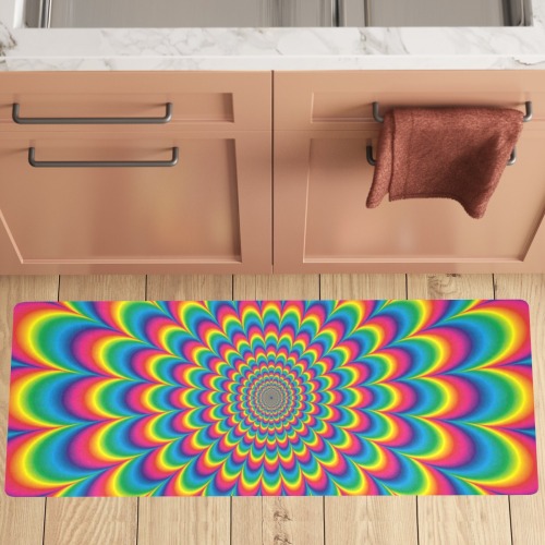 Crazy Psychedelic Flower Power Hippie Mandala Kitchen Mat 48"x17"