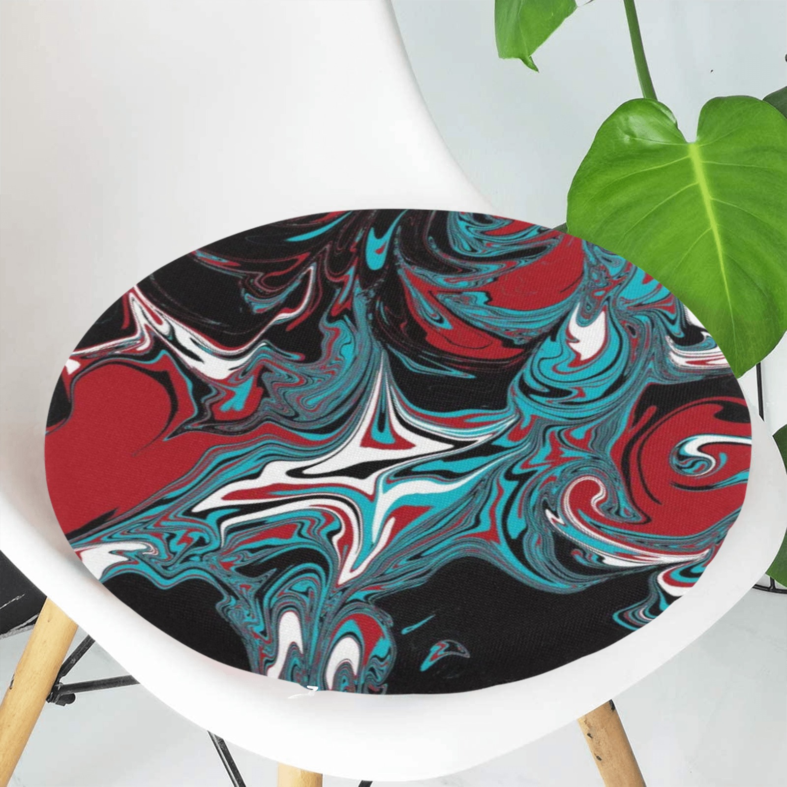 Dark Wave of Colors Round Seat Cushion
