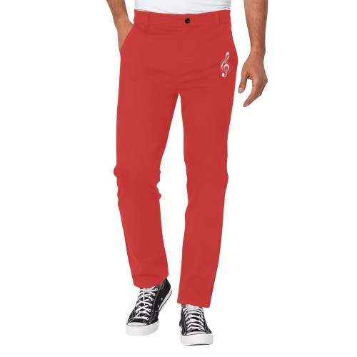 Lullaby Red Chino's Men's All Over Print Casual Trousers (Model L68)