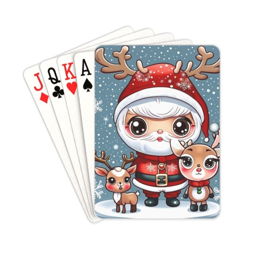Santa and Reindeer 2 Playing Cards 2.5"x3.5"