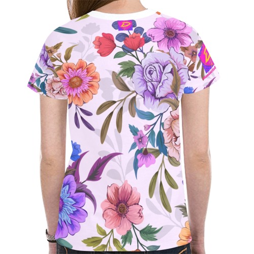 DIONIO Clothing - Ladies' White & Purple Flower T-Shirt New All Over Print T-shirt for Women (Model T45)