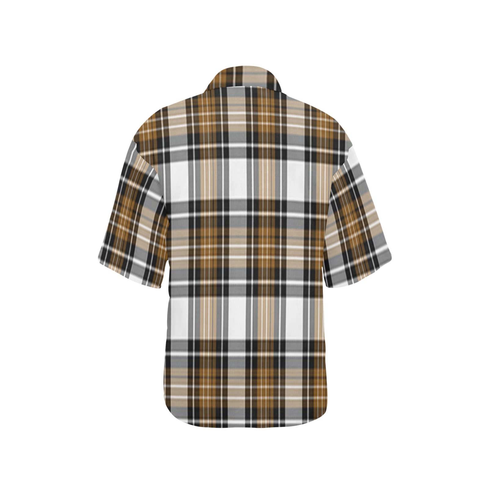 Brown Black Plaid All Over Print Hawaiian Shirt for Women (Model T58)
