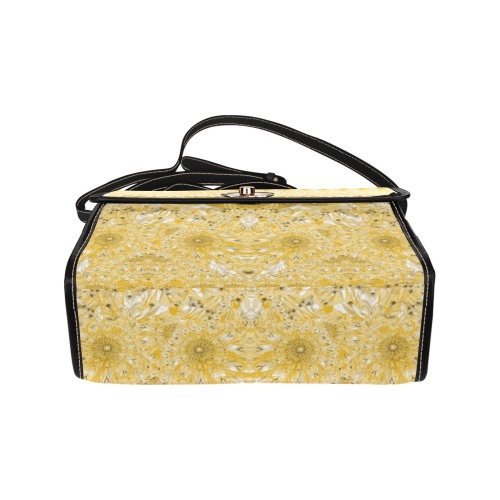 flowers and jewels yellow Waterproof Canvas Bag-Black (All Over Print) (Model 1641)