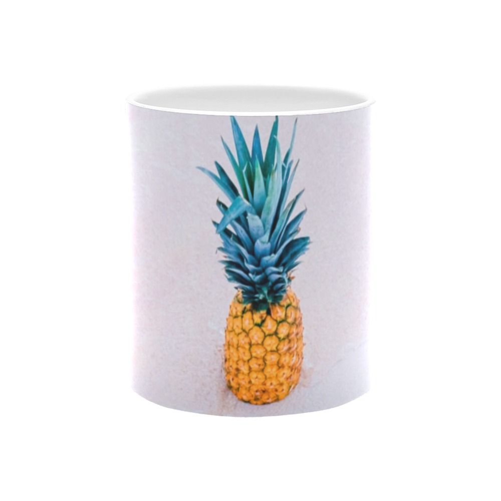 Pineapple on the pink beach White Mug(11OZ)