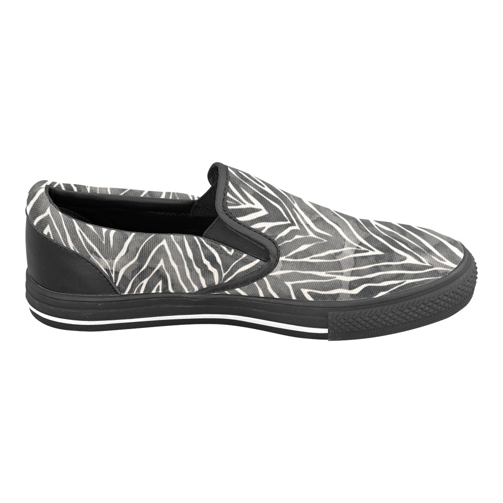 Animal print-Black-08 Women's Slip-on Canvas Shoes (Model 019)