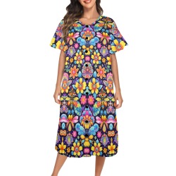 Bees Summer Garden Seamless Nature Pattern Women's Button Front House Dress