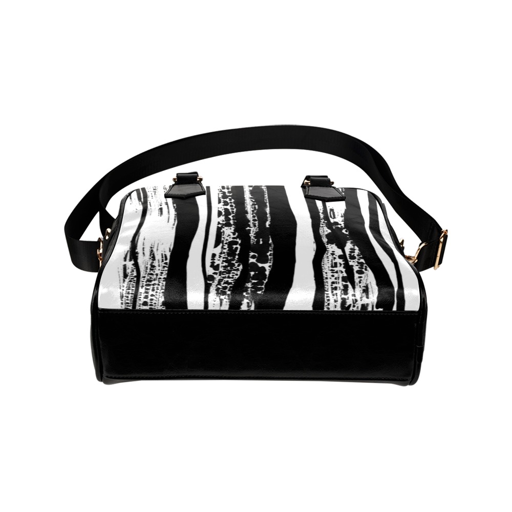 Black and white brush strokes Shoulder Handbag (Model 1634)