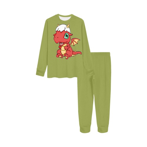 Baby Red Dragon Olive Green Kids' All Over Print Pajama Set