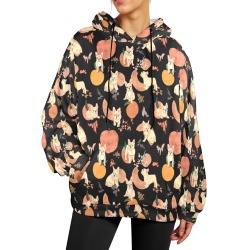 Puppies in the peaches B-01 Women's Flannel Hoodie (Model H63)