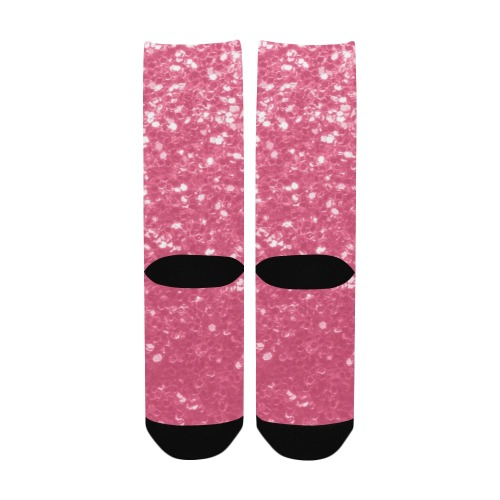 Magenta light pink red faux sparkles glitter Women's Custom Socks