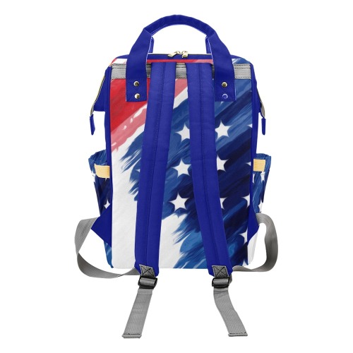 4th of July w/Blue Multi-Function Diaper Backpack/Diaper Bag (Model 1688)