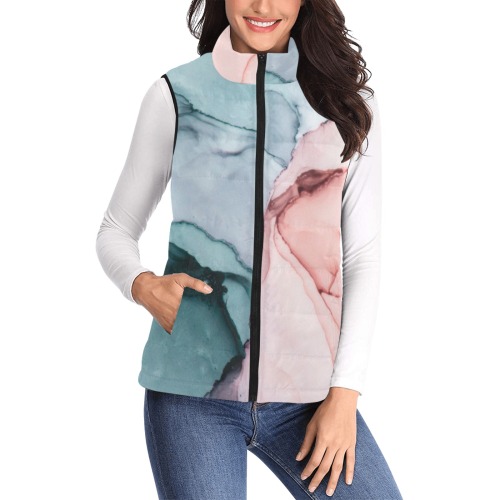 Alcohol ink colors PML 01 Women's Padded Vest Jacket (Model H44)