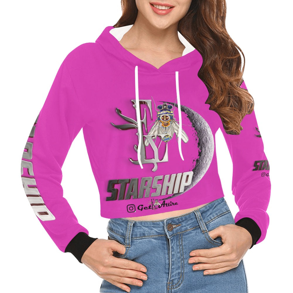 Starship Collectable Fly All Over Print Crop Hoodie for Women (Model H22)