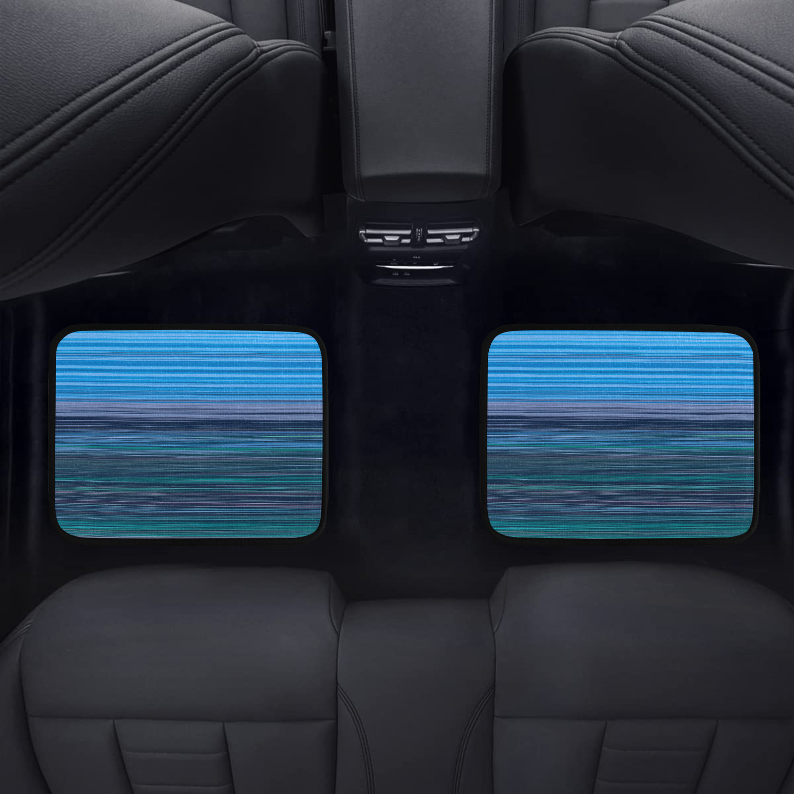 Abstract Blue Horizontal Stripes Back Car Floor Mat (2pcs)