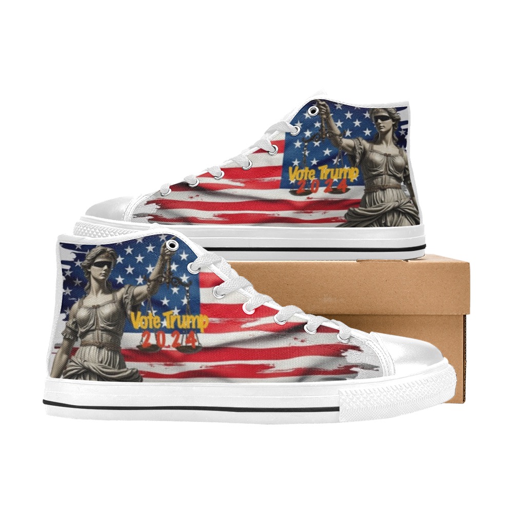 2024WVoteTrumpflag.jpg Women's Classic High Top Canvas Shoes (Model 017)