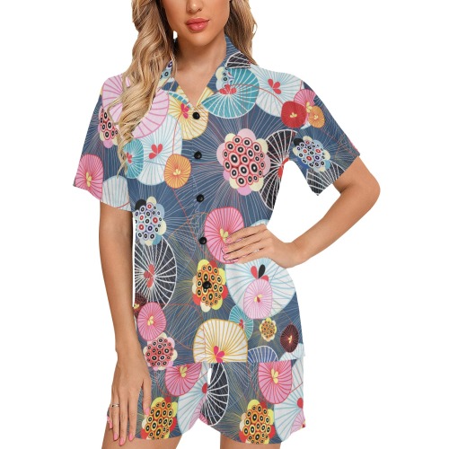 Beautiful colorful abstract pattern.jpg Women's V-Neck Short Pajama Set