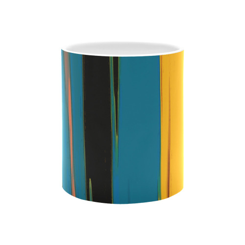 Black Turquoise And Orange Go! Abstract Art White Mug(11OZ)