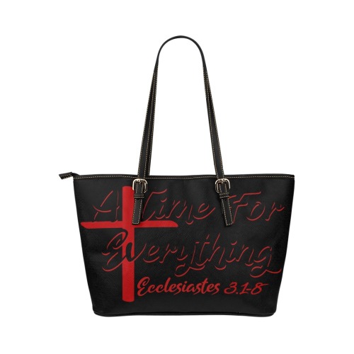 A time for everything lg Leather Tote Bag/Large (Model 1651)