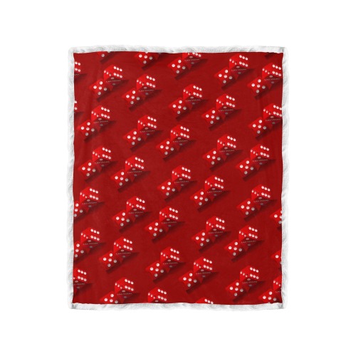Las Vegas Craps Dice - Red Double Layer Short Plush Blanket 50"x60"