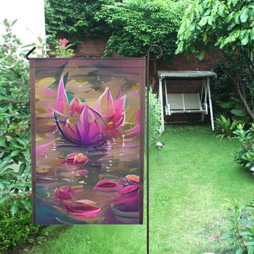 Water_Lilies_TradingCard Garden Flag 12''x18'' (Two Sides Printing)