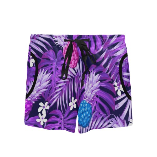 Purple Tropical Women's Mid-Length Board Shorts (Model L55)