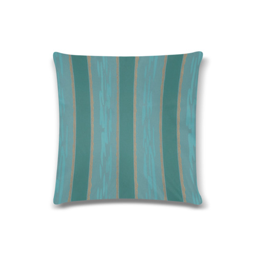 Aquamarine stripes Custom Zippered Pillow Case 16"x16"(Twin Sides)
