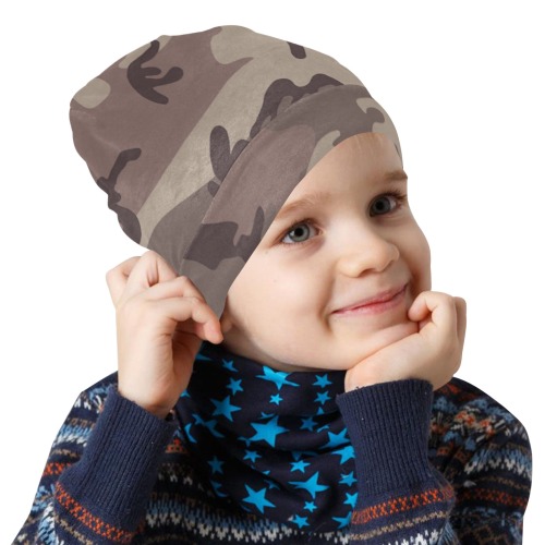 Camo Light Brown All Over Print Beanie for Kids