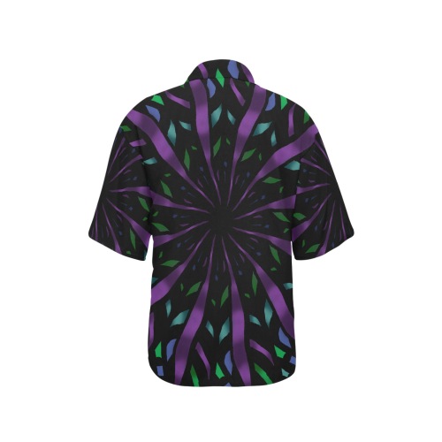 Ô Purple Ribbon Mandala All Over Print Hawaiian Shirt for Women (Model T58)