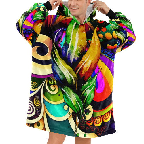Mardi Gras Colorful New Orleans Blanket Hoodie for Men