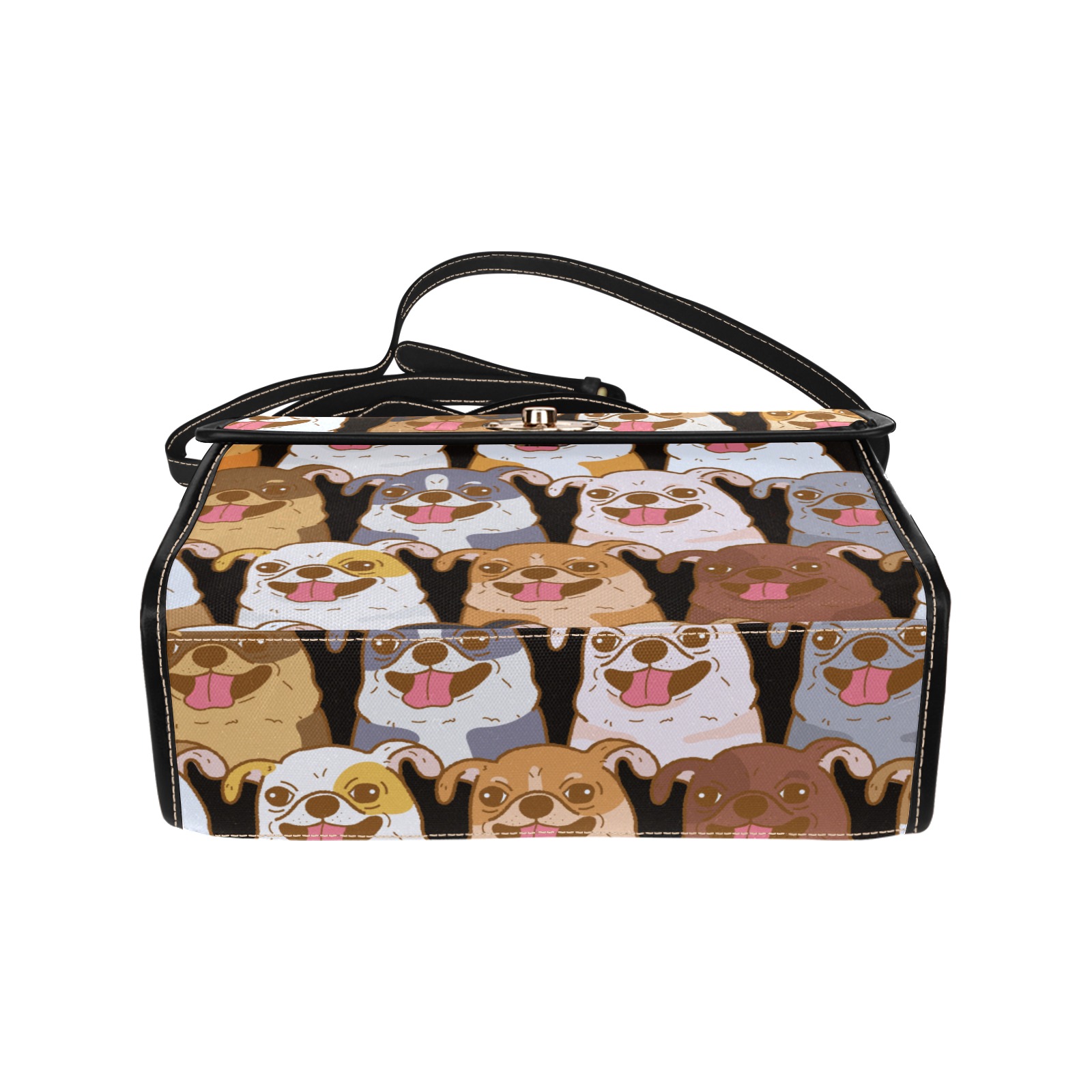 Doggies-001 Waterproof Canvas Bag-Black (All Over Print) (Model 1641)