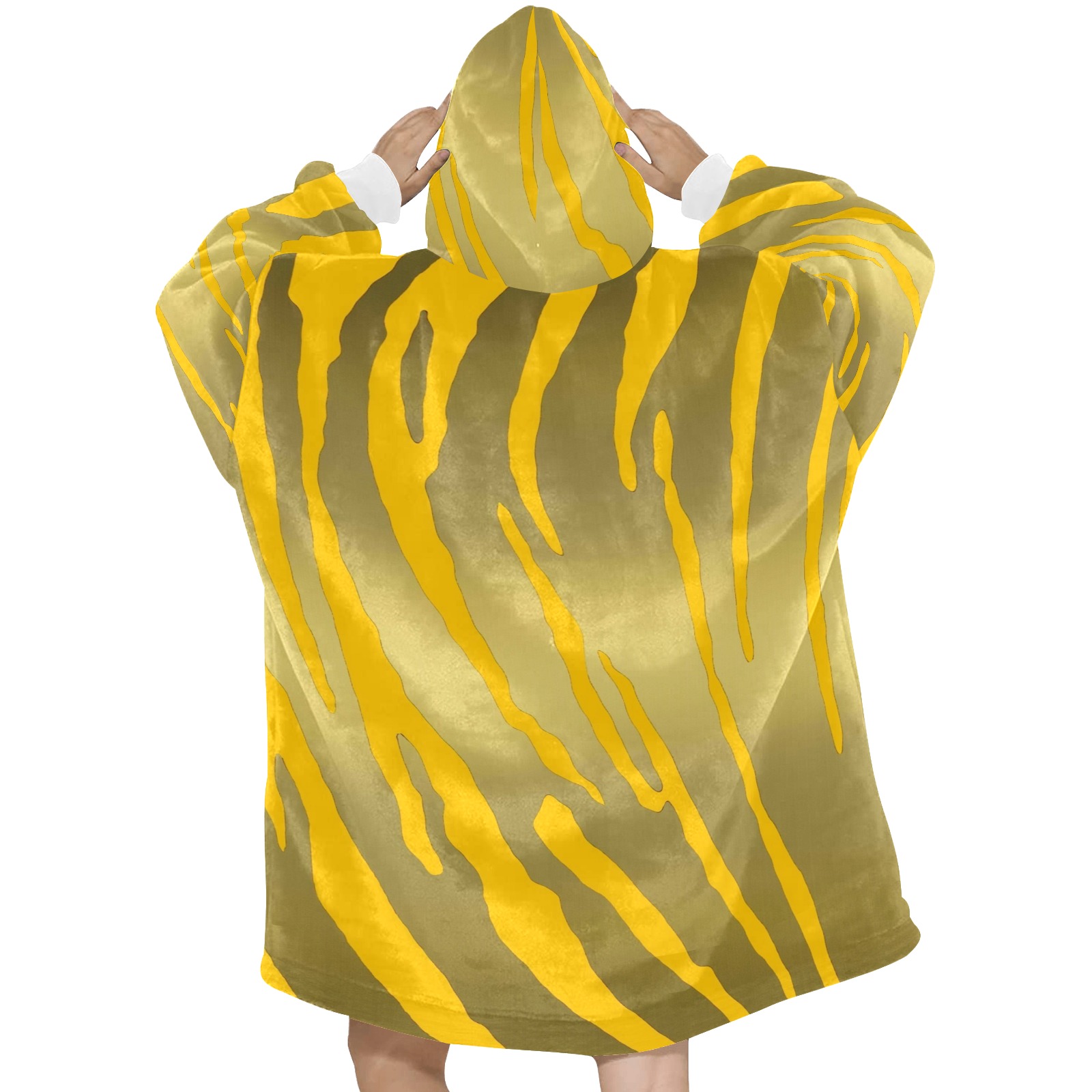 Gold Tiger Stripes Yellow Blanket Hoodie for Women